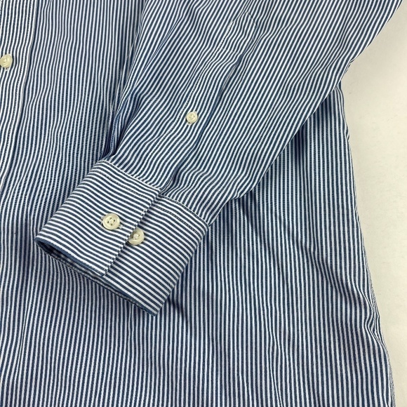 Kenneth Cole Reaction Button Down Shirt Mens Large 16-16.5 32/33 Blue Striped - Picture 4 of 8